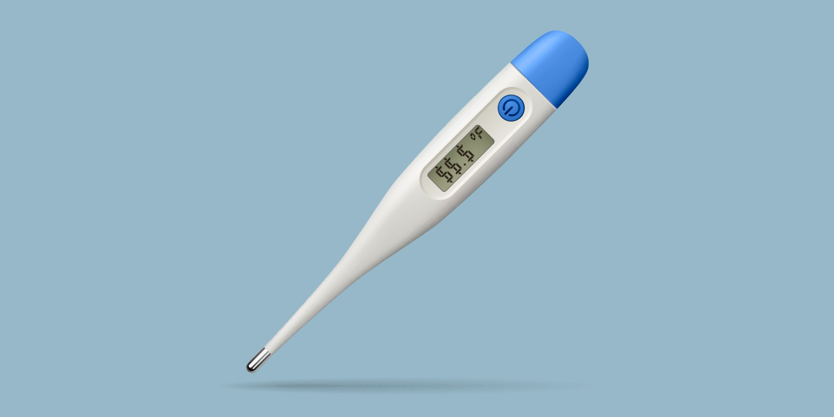 Thermometer with dollar signs on digital display