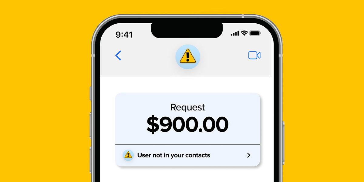 Phone displaying request for $900